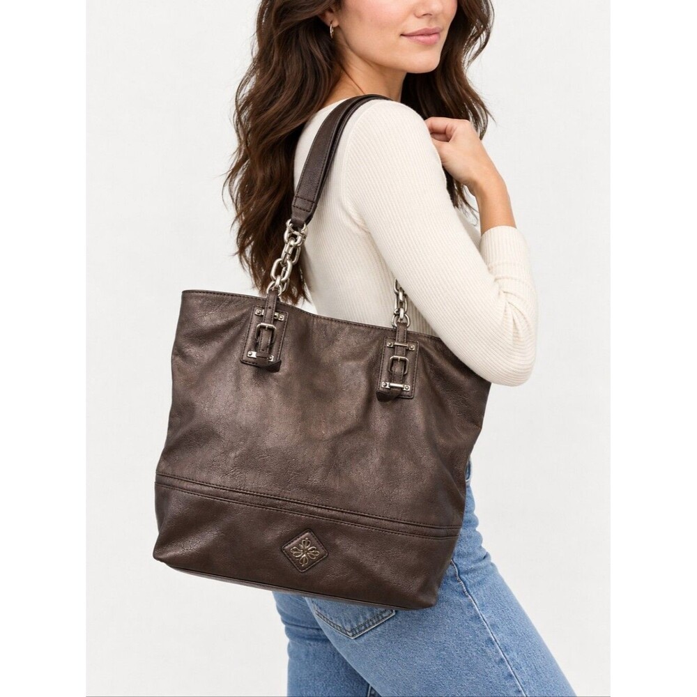 Simply Vera Vera Wang women's large tote shoulder bag, brown designer